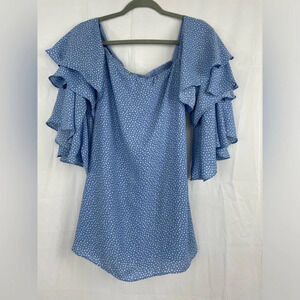 Olivaceous Flutter Sleeve Mini Dress Polka Dot Women M